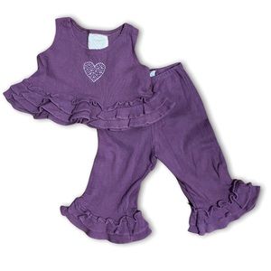 Psketti purple ruffle top and pants set size 12m